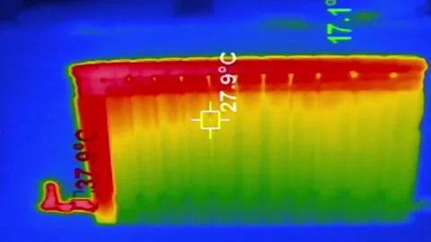 Infrared Thermal Camera Scanning Hot Wall Radiator Heating Up The Room Stock Footage 330401666