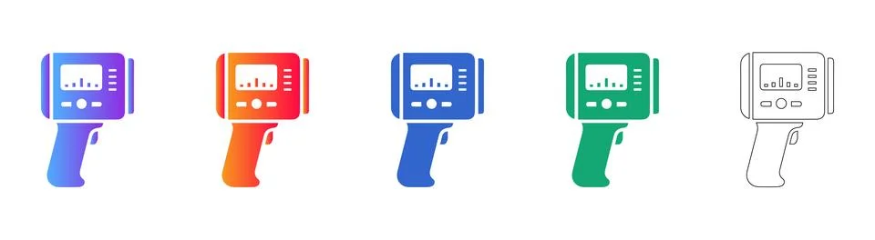 Infrared Thermal Camera Vector Icon Set Stock Illustration