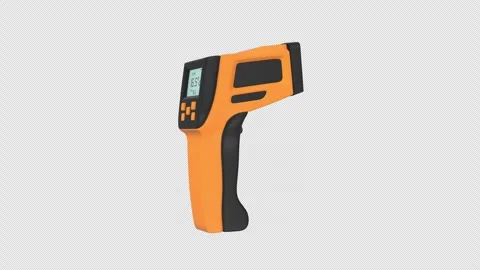 Infrared Thermometer Rotating on a Transparent Background. Seamless Loop. 4K Stock Footage 309320388