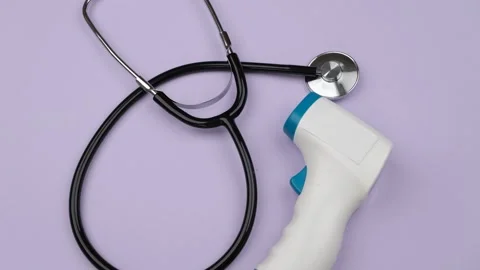 Infrared Thermometer stethoscope Stock Footage 260244919