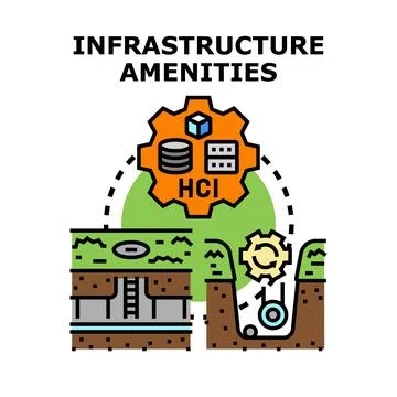 Infrastructure amenities for modern networked systems and utilities Stock Illustration