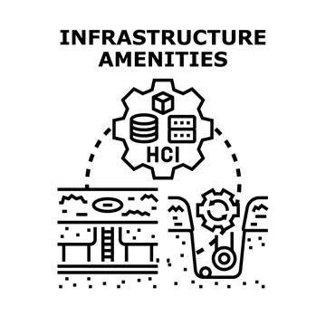 Infrastructure amenities for modern networked systems and utilities Stock Illustration