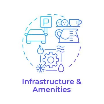 Infrastructure and amenities blue gradient concept icon Ilustración de archivo