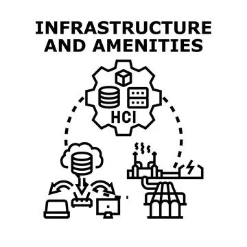 Infrastructure and amenities providing modern system technology Stock Illustration