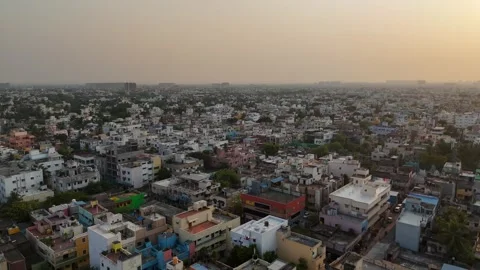 Infrastructure and nature coexist in this elevated view of Chennai’s green Stock Footage 306221540
