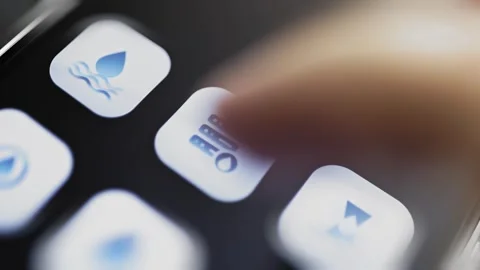 Infrastructure and water icons on mobile grid Stock Footage 344856779