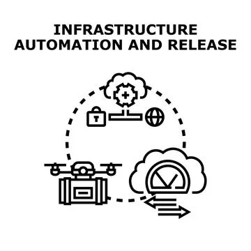 Infrastructure automation and release process concept 스톡 일러스트