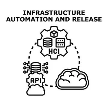 Infrastructure automation and release process concept 스톡 일러스트