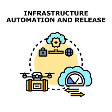 Infrastructure automation and release process concept Stock Illustration