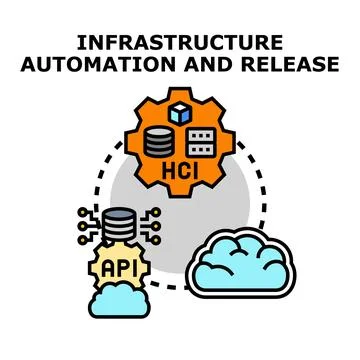 Infrastructure automation and release process concept Stock Illustration