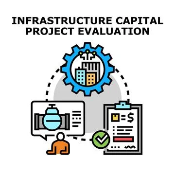 Infrastructure capital project evaluation process concept Stock Illustration