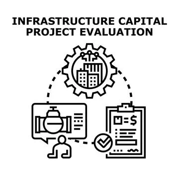 Infrastructure capital project evaluation process concept Stock Illustration