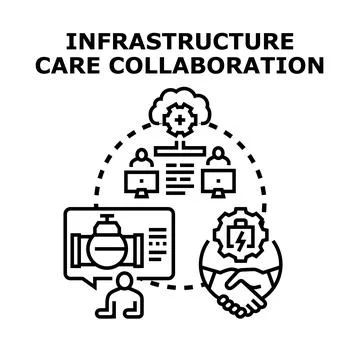 Infrastructure care collaboration and maintenance teamwork Stock Illustration