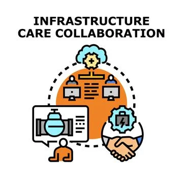 Infrastructure care collaboration and maintenance teamwork Stock Illustration