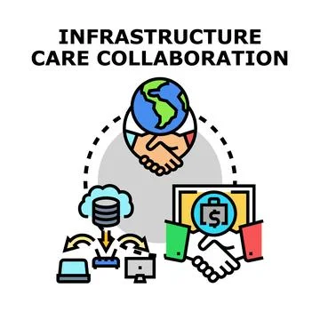 Infrastructure care collaboration global digital partnership Stock Illustration