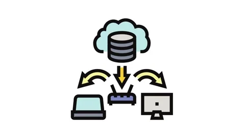 Infrastructure cloud computing color icon animation Stock Footage 326108366