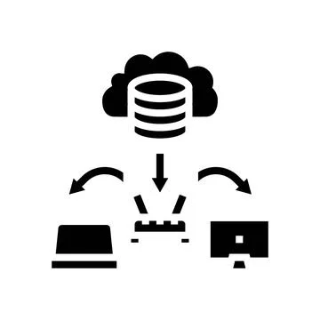 Infrastructure cloud computing glyph icon vector illustration Stock Illustration