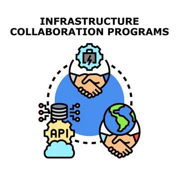 Infrastructure collaboration programs business model Stock Illustration