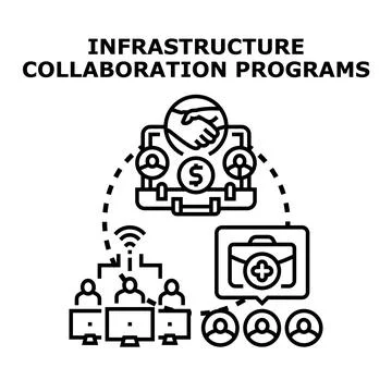 Infrastructure collaboration programs connecting global teams Ilustración de archivo