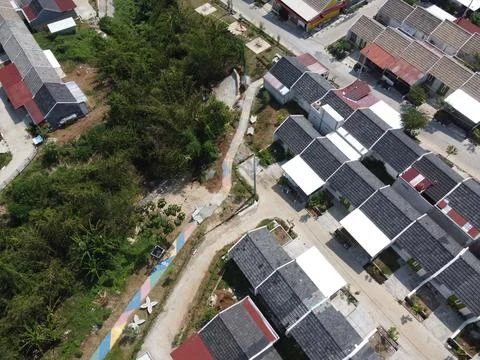 Infrastructure complex Cheap and subsidized housing area for Indonesian people 스톡 사진