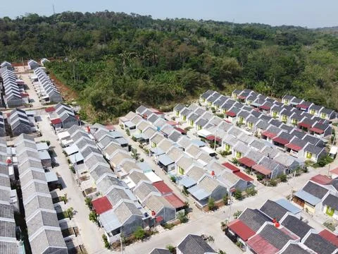 Infrastructure complex Cheap and subsidized housing area for Indonesian people Stock Photos