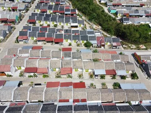 Infrastructure complex Cheap and subsidized housing area for Indonesian people 스톡 사진