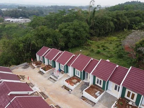 Infrastructure complex Cheap and subsidized housing area for Indonesian people Stock Photos