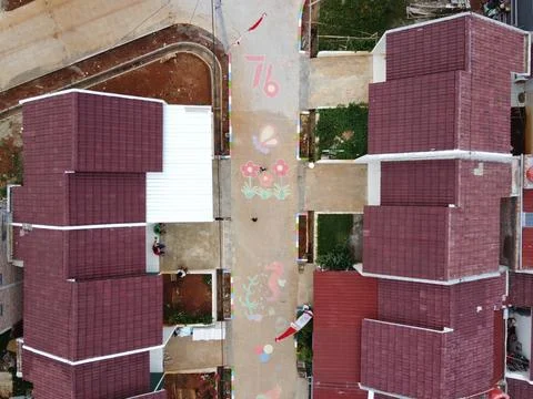 Infrastructure complex Cheap and subsidized housing area for Indonesian people 스톡 사진