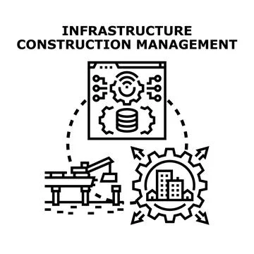 Infrastructure construction management digital planning and development 库存插图