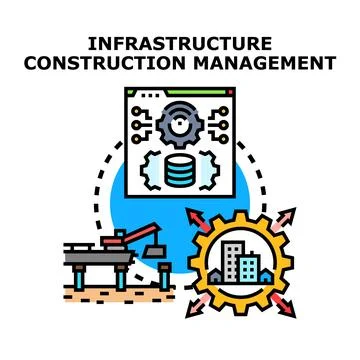 Infrastructure construction management digital planning and development Stock Illustration