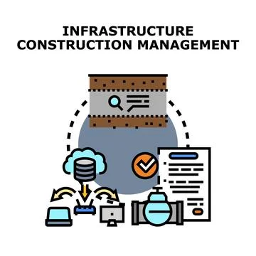 Infrastructure construction management planning engineering solution Stock Illustration