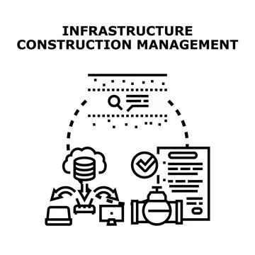 Infrastructure construction management planning engineering solution Stock Illustration