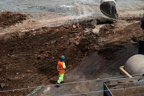 Infrastructure construction site worker Stock Photos