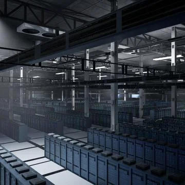Infrastructure in dark server center used for analytics 스톡 일러스트