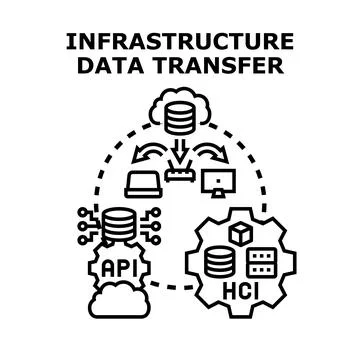 Infrastructure data transfer network concept diagram Stock Illustration