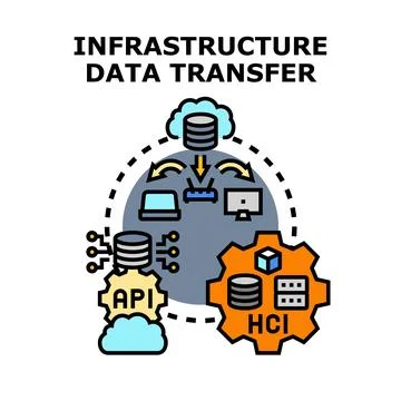 Infrastructure data transfer network concept diagram Stock Illustration