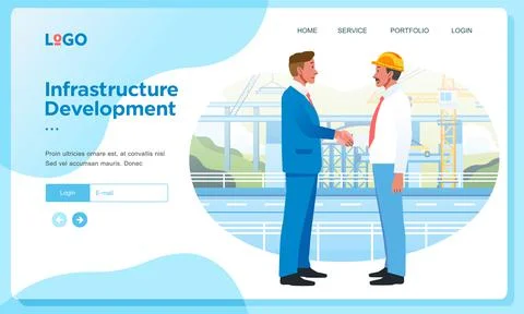Infrastructure development cooperation at construction site Stock Illustration