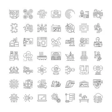 Infrastructure development linear icons, signs, symbols vector line illustration Stock Illustration