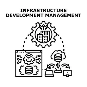 Infrastructure development management system data technology Stock Illustration