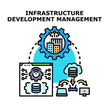 Infrastructure development management system data technology イラスト素材