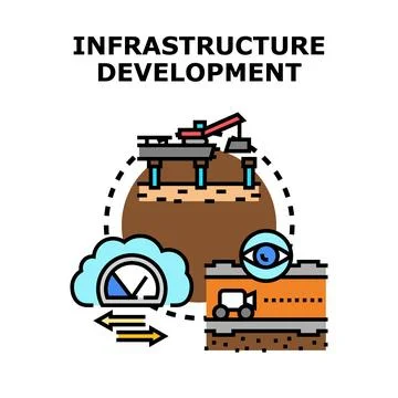 Infrastructure development project planning and control concept Stock Illustration