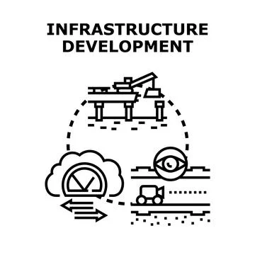Infrastructure development project planning and control concept Stock Illustration