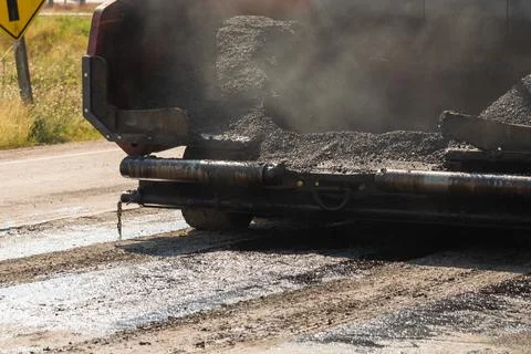 Infrastructure development urban asphalt paving in industrial road construc.. Stock Photos