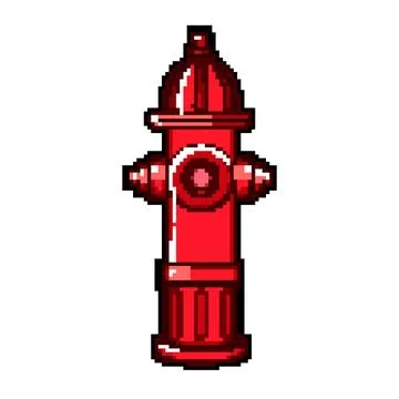 Infrastructure fire hydrant pixel art vector illustration Stock Illustration