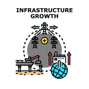 Infrastructure growth planning developing modern economy systems Stock Illustration