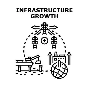 Infrastructure growth planning developing modern economy systems Stock Illustration