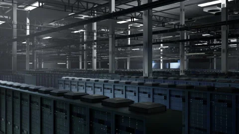 Infrastructure in high tech server hub managing computing resources 動画素材 308380874