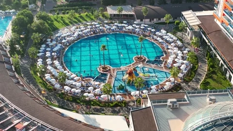 Infrastructure of hotels aerial view 4 K Turkey Alanya Avsallar Stock Footage 224222986