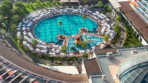 Infrastructure of hotels aerial view 4 K Turkey Alanya Avsallar Stock Footage 224353254