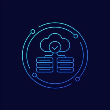 Infrastructure icon with a cloud, linear design イラスト素材